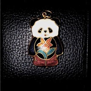 Cloisonne Enamel Panda Pendant with Flower